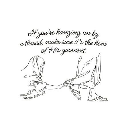 The hem of a garment with a Scripture quotation